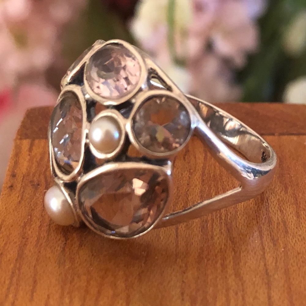 Silpada Sterling Silver, Pearl & Glass Sweet Embrace Ring R2442 Size 7 - Picture 8 of 10